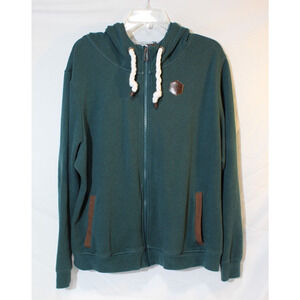 Cinch Green Full Zip Hoodie Jacket Pockets Chunky Drawstring Men's XXL Outdoors